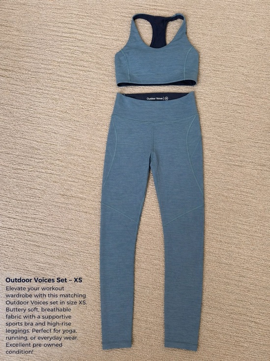Outdoor Voices Other - Outdoor Voices Light Blue Racerback Sports Bra & Leggings Set - XS